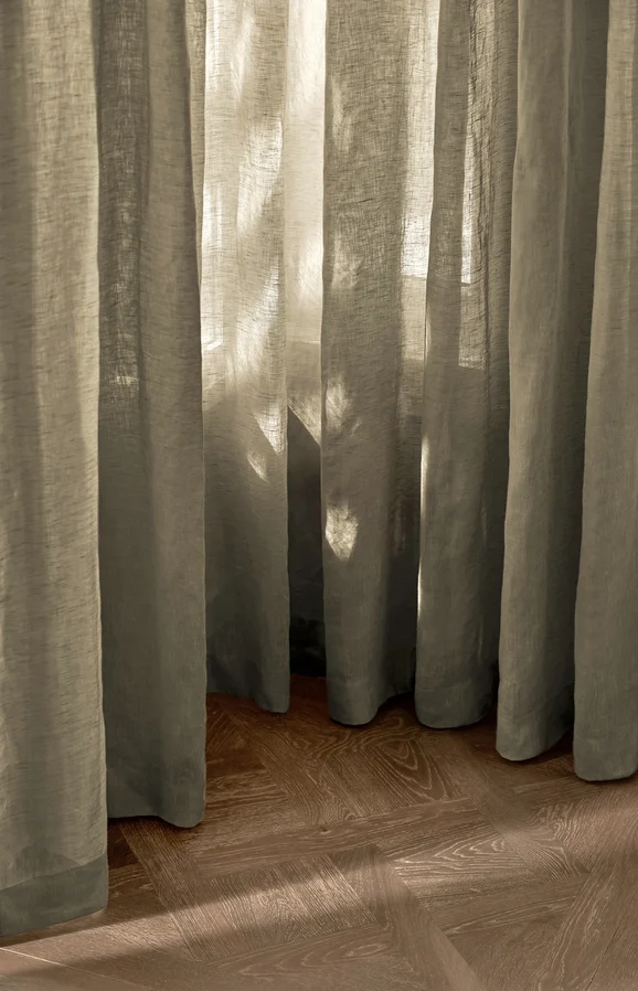 Photo of the fabric Reverie Navy in situ by James Dunlop. Use for Sheer Curtains. Style of Plain, Sheer