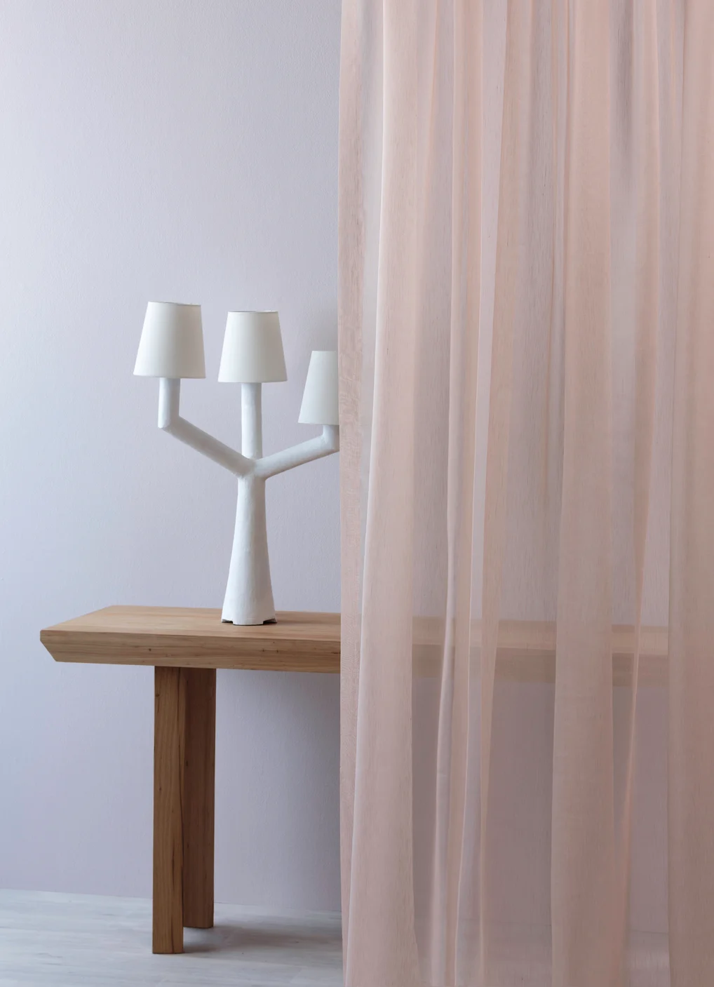 Blush pink sheer drapery