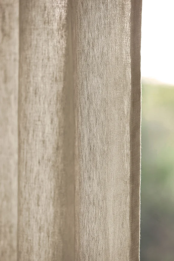 Photo of the fabric Ocean Jute in situ by Mokum. Use for Curtains. Style of Plain, Texture