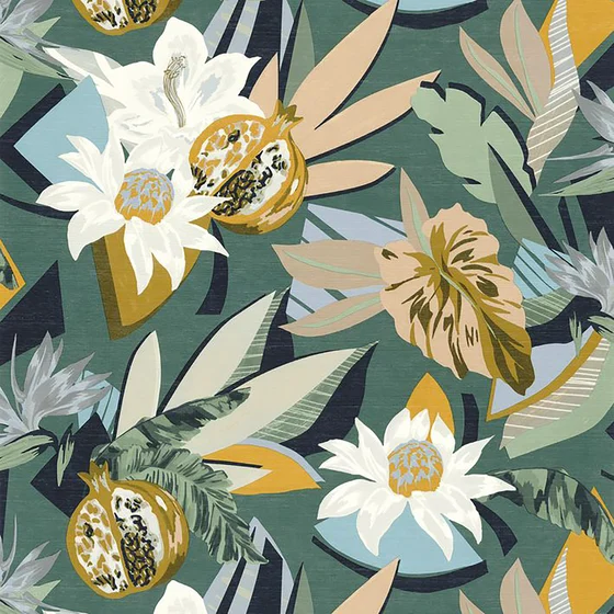 Photo of the fabric Salvador Wp 7553 7553 1528 swatch by Casamance. Use for Wall Covering. Style of Floral And Botannical