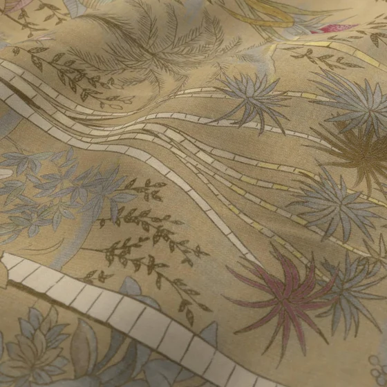 Photo of the fabric Paloma Dusk swatch by Zepel. Use for Curtains, Upholstery Light Duty, Accessory, Top of Bed. Style of Floral And Botannical, Print