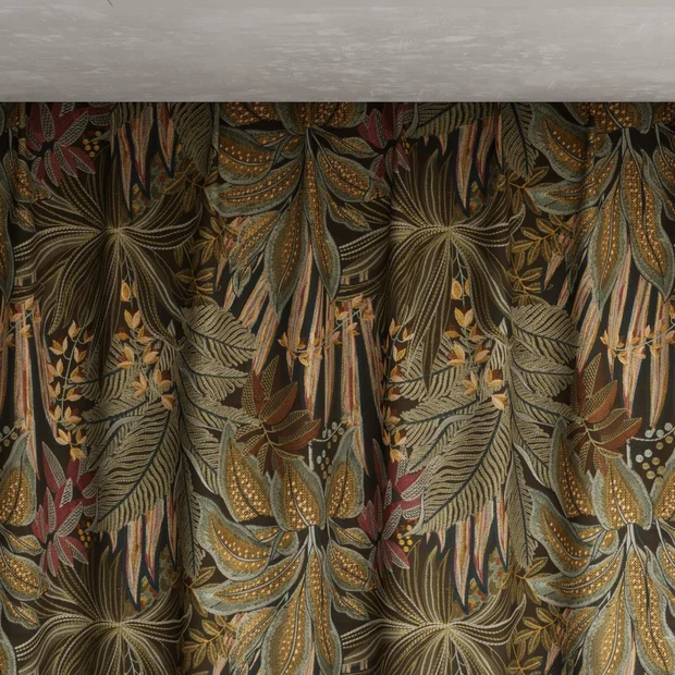 Photo of the fabric Jungle Room Antique swatch by Catherine Martin by Mokum. Use for Curtains, Accessory. Style of Embroidery, Floral And Botannical