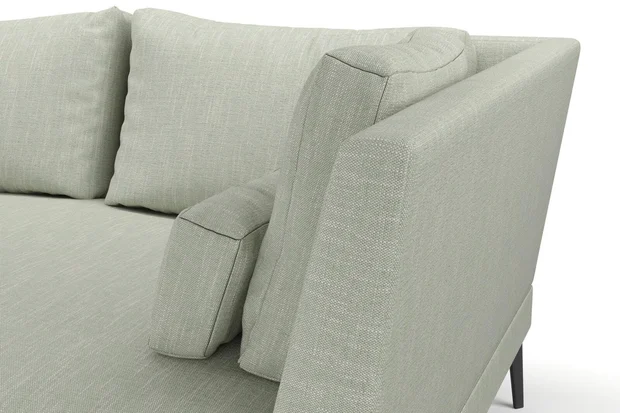 Photo of the fabric Sahel Celadon swatch by Mokum. Use for Upholstery, Accessory. Style of Plain, Texture