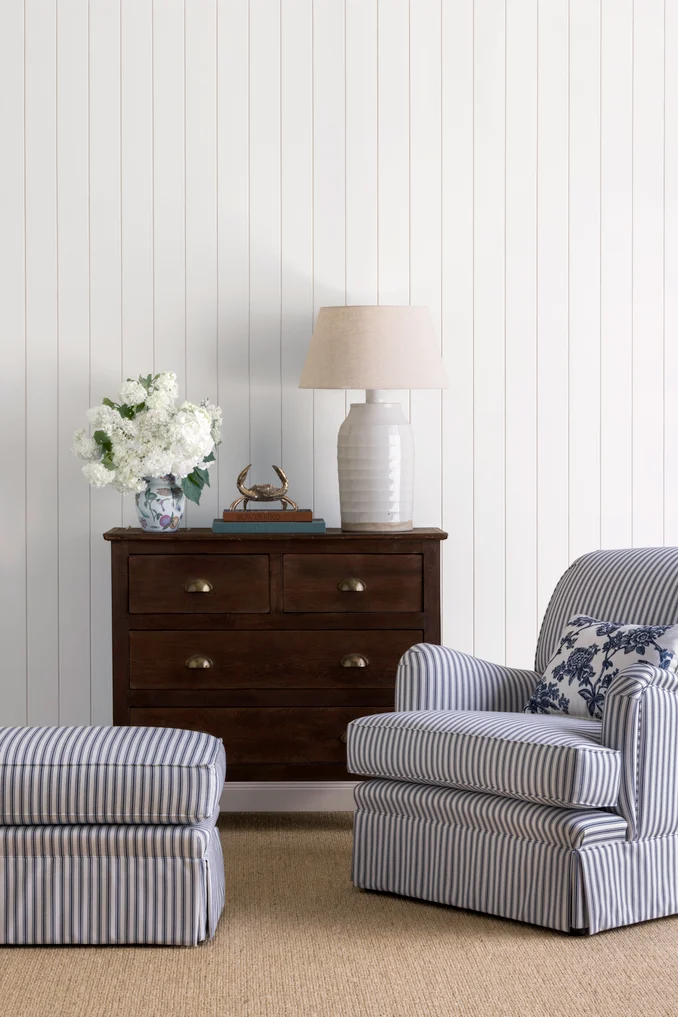Ticking Stripe | Ticking Stripe colour Indigo by James Dunlop