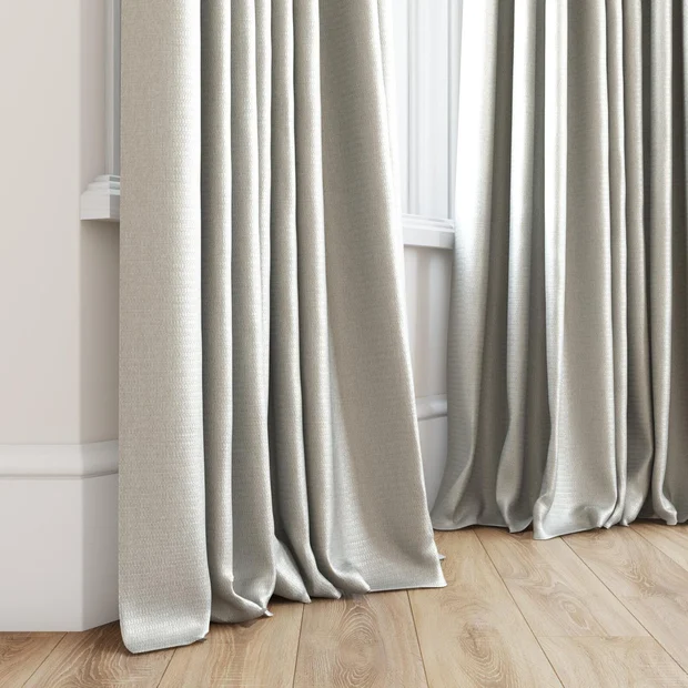 Photo of the fabric Kennedy II Blackout Ecru swatch by James Dunlop. Use for Curtains. Style of Plain, Texture