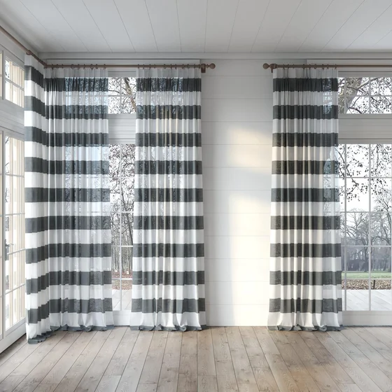 Photo of the fabric Long Beach Obsidian swatch by James Dunlop. Use for Sheer Curtains. Style of Sheer, Stripe
