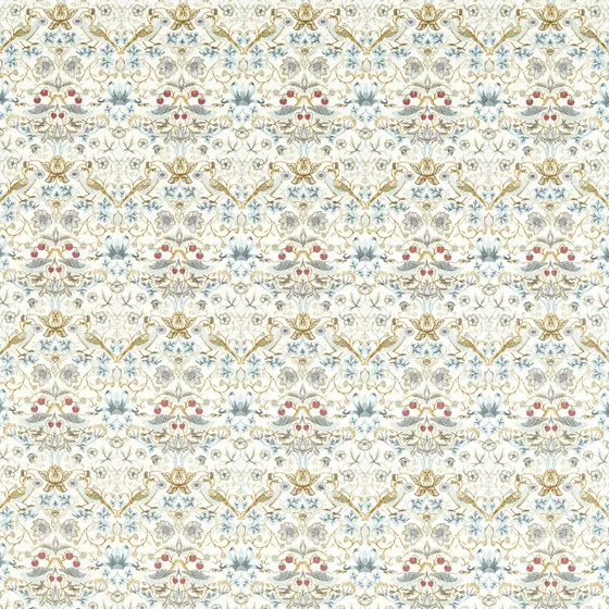 Photo of the fabric Strawberry Thief Embroidery F1745 2 swatch by Clarke & Clarke. . Style of Embroidery, Traditional