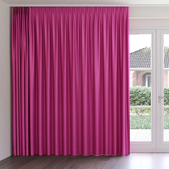 Photo of the fabric Provence Magenta swatch by James Dunlop Essentials. Use for Curtains, Upholstery, Accessory, Top of Bed. Style of Plain, Texture