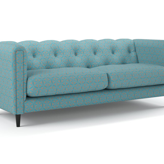 Photo of the fabric Tapa Aqua swatch by James Dunlop. Use for Upholstery, Accessory. Style of Geometric