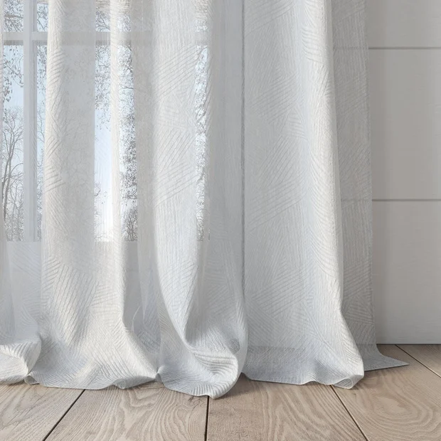 Photo of the fabric Refraction Natural swatch by James Dunlop. Use for Sheer Curtains. Style of Geometric, Sheer