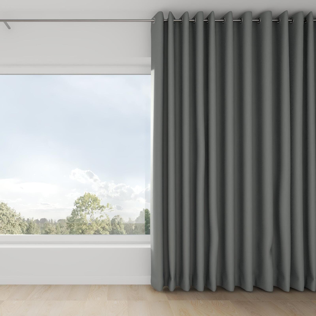 Photo of the fabric Satori Stonewash Slate swatch by Mokum. Use for Curtains, Upholstery Light Duty, Accessory, Top of Bed. Style of Plain, Texture