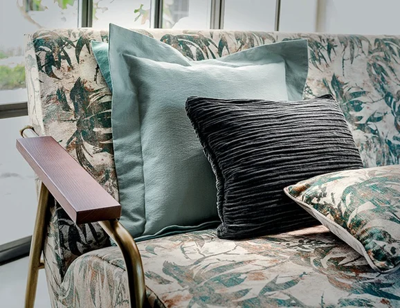 Photo of the fabric Mascaret 4319 4319 0262 in situ by Casamance. Use for Upholstery, Accessory. Style of Velvet