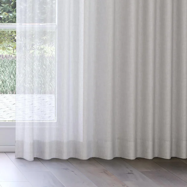 Photo of the fabric Illusion Frost swatch by James Dunlop. Use for Sheer Curtains. Style of Plain, Sheer