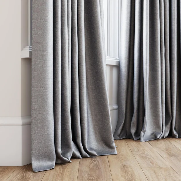 Photo of the fabric Stallion 2 UC Ash swatch by James Dunlop Essentials. Use for Curtains, Accessory. Style of Plain, Texture