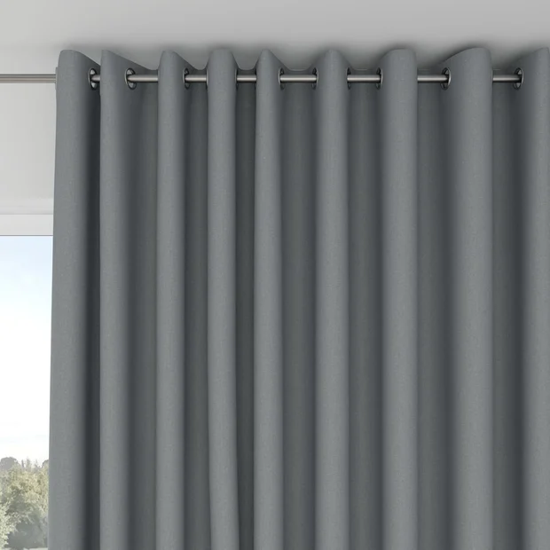 Photo of the fabric Infinite French Blue swatch by Mokum. Use for Curtains, Upholstery, Accessory, Top of Bed. Style of Plain, Texture