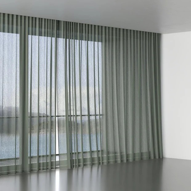 Photo of the fabric Kanji Teal swatch by James Dunlop. Use for Sheer Curtains. Style of Plain, Sheer