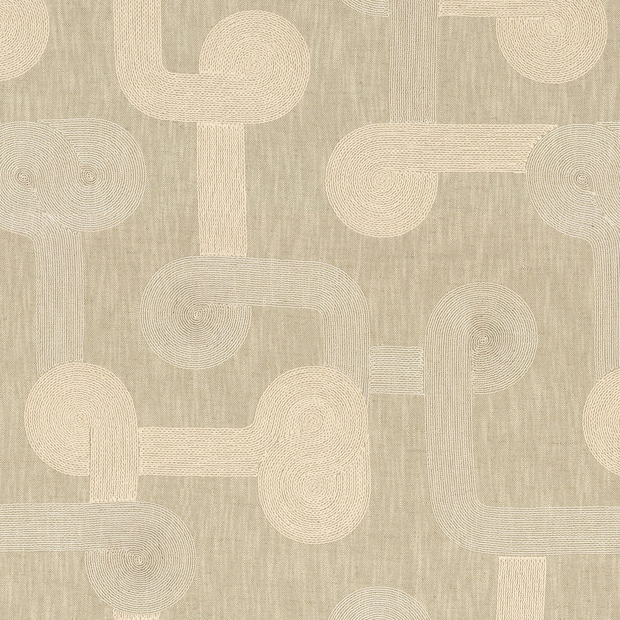 Photo of the fabric Tete Atete 1120 1120 0156 swatch by Casamance. Use for Curtains. Style of Embroidery, Geometric