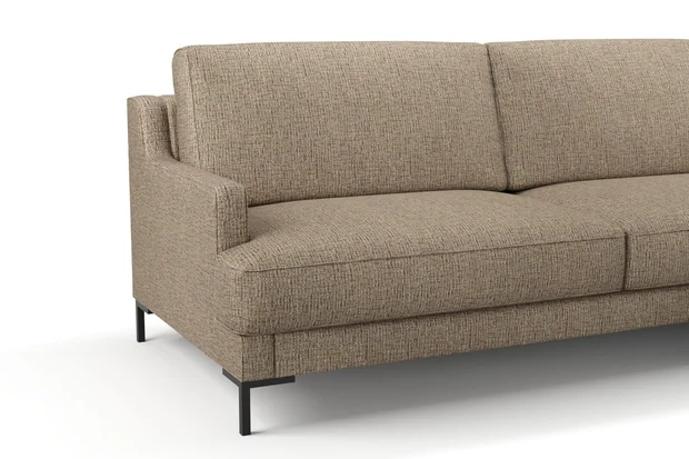 Photo of the fabric Gabrielle Walnut swatch by Mokum FibreGuard. Use for Upholstery, Accessory, Top of Bed. Style of Plain, Texture