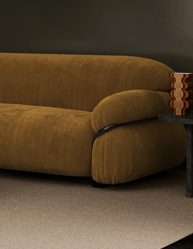 Photo of the fabric Supervio Abyss in situ by James Dunlop FibreGuard. Use for Upholstery, Accessory, Top of Bed. Style of Plain, Velvet