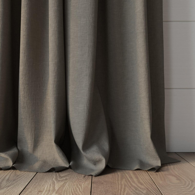 Photo of the fabric Satori Stonewash Tussah swatch by Mokum. Use for Curtains, Upholstery Light Duty, Accessory, Top of Bed. Style of Plain, Texture