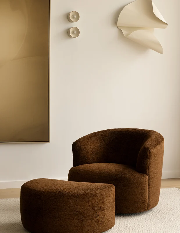 Photo of the fabric Modernist Sable in situ by Mokum. Use for Upholstery, Accessory. Style of Plain, Texture