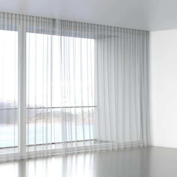 Photo of the fabric Kensho Terrazzo swatch by Mokum. Use for Sheer Curtains. Style of Plain, Sheer