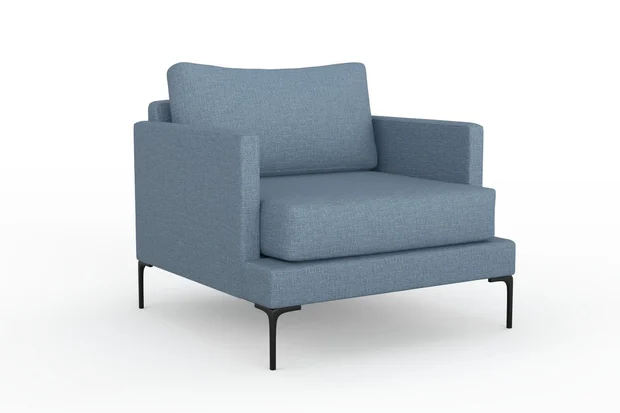 Photo of the fabric Pahi Sky swatch by Mokum. Use for Upholstery, Accessory. Style of Plain, Taffeta