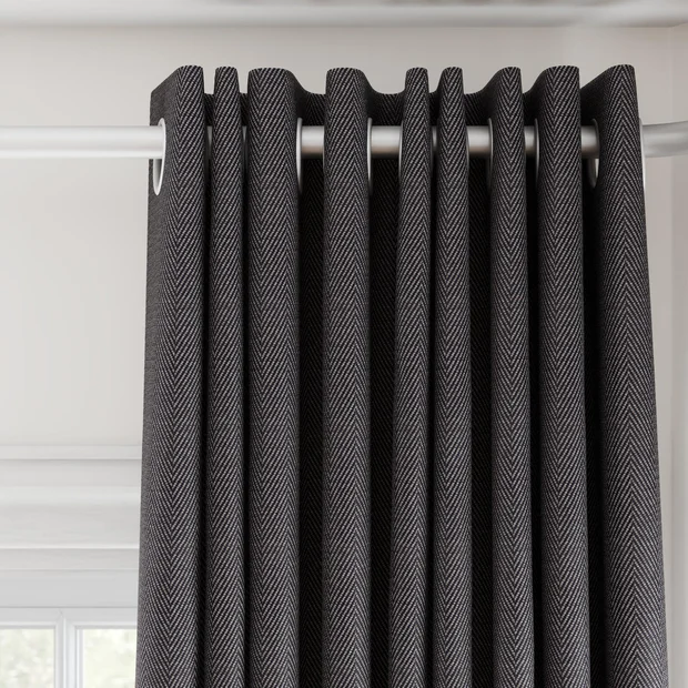 Photo of the fabric Trailblazer Steel swatch by James Dunlop FibreGuard. Use for Curtains, Upholstery, Accessory, Top of Bed. Style of Texture, Traditional