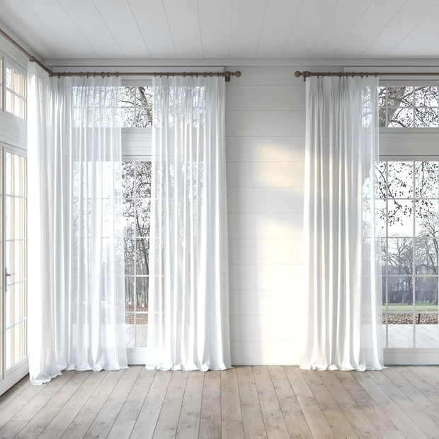 Photo of the fabric Mira Pristine swatch by James Dunlop. Use for Sheer Curtains. Style of Sheer, Stripe