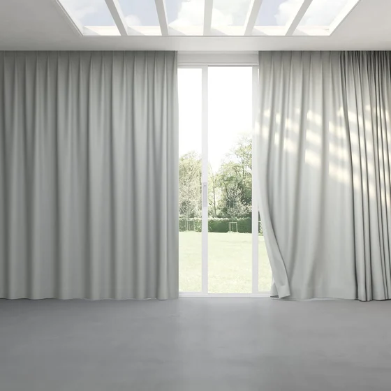 Photo of the fabric Satori Stonewash Silver Birch swatch by Mokum. Use for Curtains, Upholstery Light Duty, Accessory, Top of Bed. Style of Plain, Texture