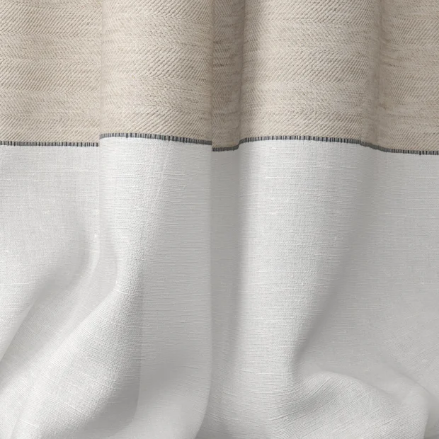 Photo of the fabric Long Beach Sand swatch by James Dunlop. Use for Sheer Curtains. Style of Sheer, Stripe
