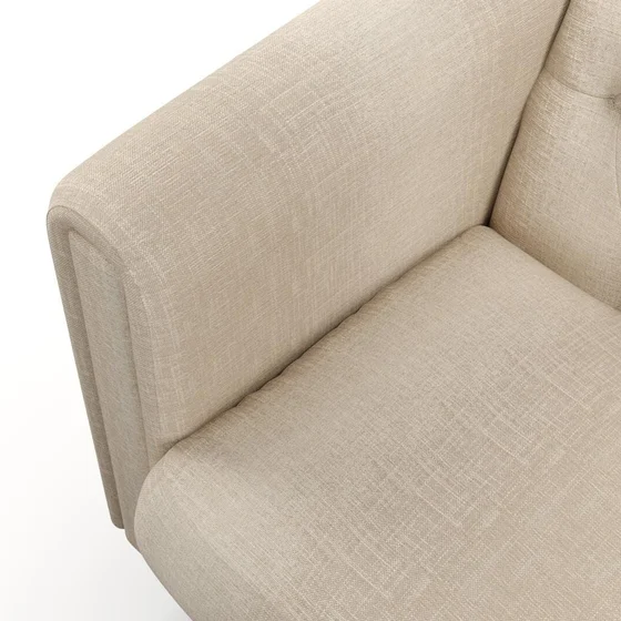 Photo of the fabric Maxime Sand swatch by James Dunlop. Use for Upholstery, Accessory. Style of Stripe, Texture