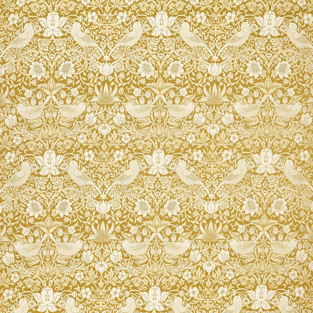 Photo of the fabric Strawberry Thief Jacquard F1746 1 swatch by Clarke & Clarke. . Style of Jacquard, Traditional