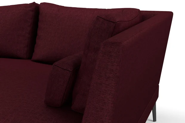 Photo of the fabric Tahiti Bordeaux swatch by Mokum FibreGuard. Use for Curtains, Upholstery, Accessory, Top of Bed. Style of Chenille, Plain