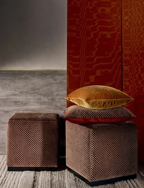 Photo of the fabric Bristol Z590 18 in situ by Zinc. Use for Curtains, Upholstery, Accessory. Style of Geometric