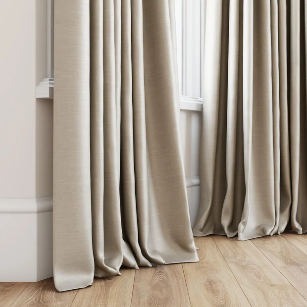 Photo of the fabric Luxe Flax swatch by James Dunlop Essentials. Use for Curtains, Accessory, Top of Bed. Style of Plain, Texture