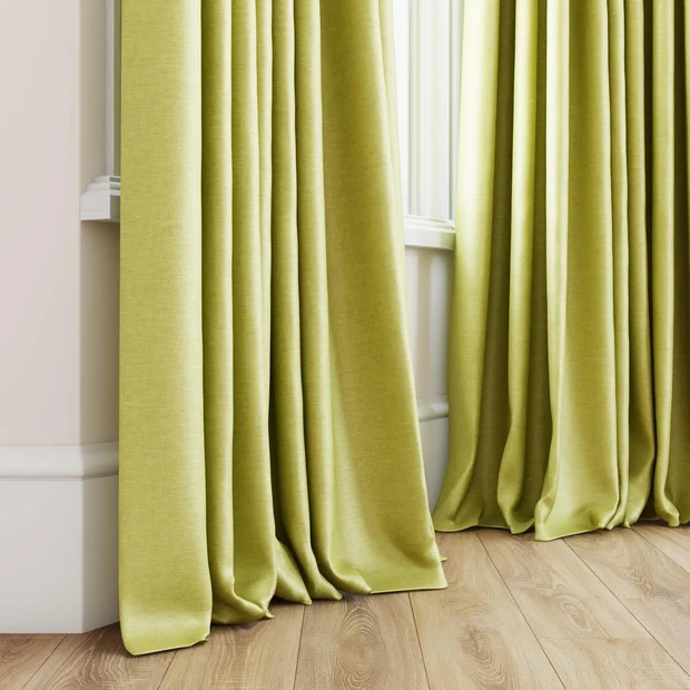 Photo of the fabric Provence Apple swatch by James Dunlop Essentials. Use for Curtains, Upholstery, Accessory, Top of Bed. Style of Plain, Texture