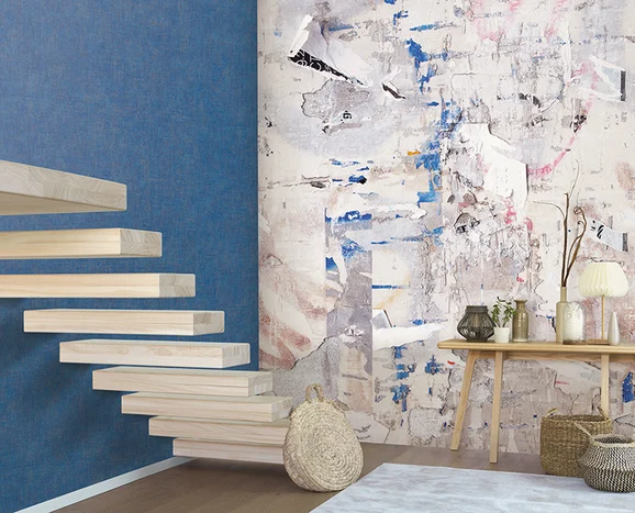 Photo of the fabric Battle Panel 8502 8502 02 12 in situ by Casadeco. Use for Wall Covering, Wall Panel/Mural