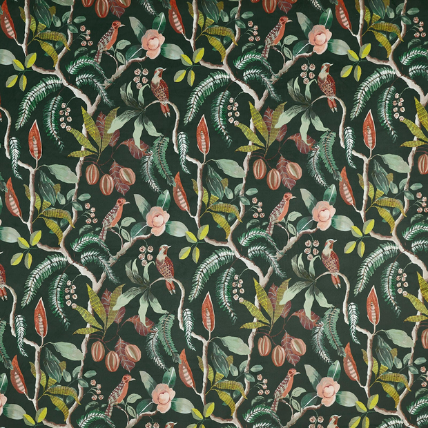 Photo of the fabric Sumatra 4208 619 swatch by Prestigious. Use for Curtains, Upholstery, Accessory. Style of Floral And Botannical, Jacquard