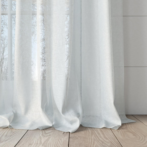 Photo of the fabric Lumiere Ivory swatch by James Dunlop. Use for Sheer Curtains. Style of Plain, Sheer