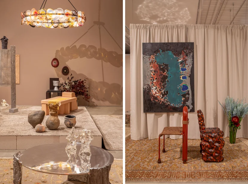 Eco-conscious drapery in an art gallery