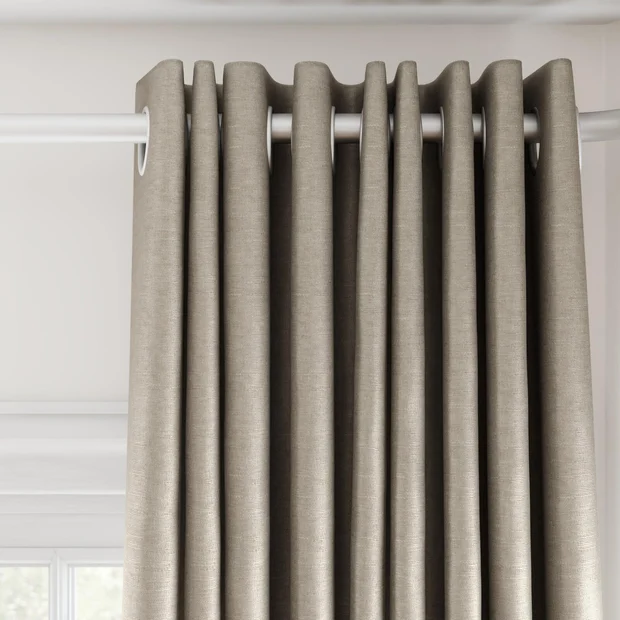 Photo of the fabric Provence Flax swatch by James Dunlop Essentials. Use for Curtains, Upholstery, Accessory, Top of Bed. Style of Plain, Texture