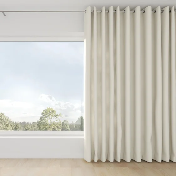 Photo of the fabric Satori Stonewash Chalk swatch by Mokum. Use for Curtains, Upholstery Light Duty, Accessory, Top of Bed. Style of Plain, Texture