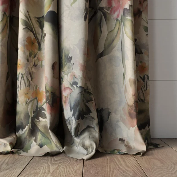 Photo of the fabric Leila Rosewood swatch by James Dunlop. Use for Curtains, Accessory. Style of Floral And Botannical, Print