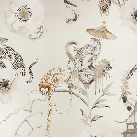 Photo of the fabric Euphoria W448 02 swatch by Romo. Use for Wall Covering. Style of Floral And Botannical