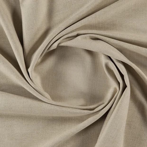 Photo of the fabric Unos Sand swatch by Zepel. Use for Curtains, Upholstery, Accessory, Top of Bed. Style of Plain, Taffeta