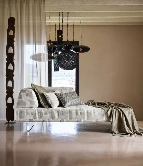 Photo of the fabric Macrame Z523 01 in situ by Zinc. Use for Curtains, Upholstery Light Duty, Accessory. Style of Embroidery