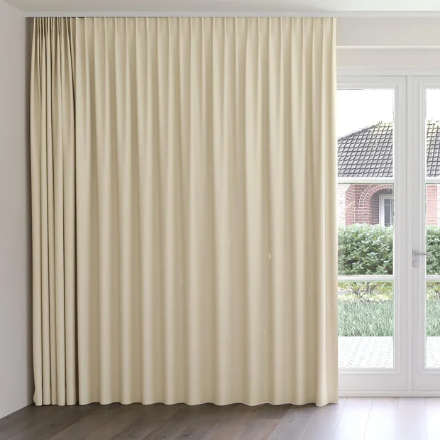 Photo of the fabric Vela Sand swatch by James Dunlop FibreGuard. Use for Curtains, Upholstery, Accessory, Top of Bed. Style of Plain, Velvet