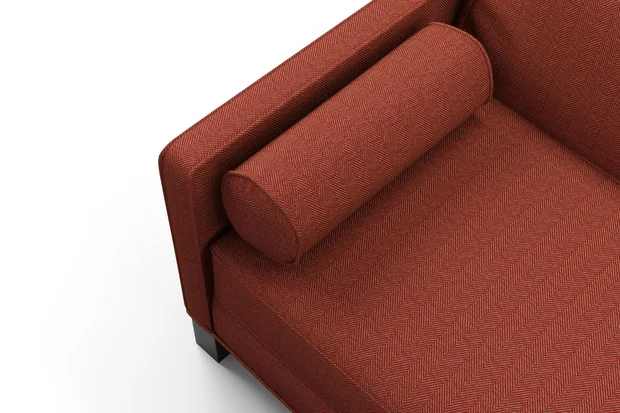 Photo of the fabric Trailblazer Strawberry swatch by James Dunlop FibreGuard. Use for Curtains, Upholstery, Accessory, Top of Bed. Style of Texture, Traditional