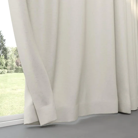 Photo of the fabric Satori Stonewash Chalk swatch by Mokum. Use for Curtains, Upholstery Light Duty, Accessory, Top of Bed. Style of Plain, Texture
